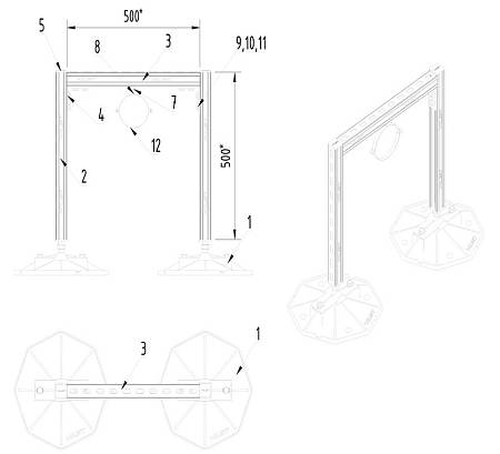 Рама опорная для горизонтальных круглых труб трубопроводов и воздуховодов 500 Рама опорная для горизонтальных круглых труб трубопроводов и воздуховодов 500