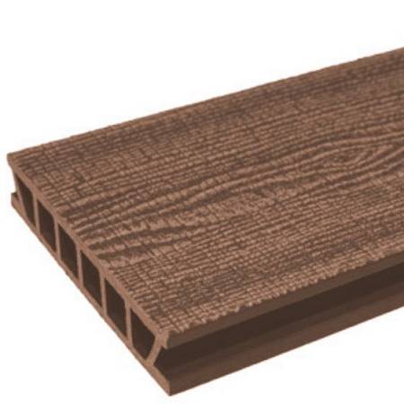 Террасная доска Deckron Woodlike шовная с тиснением, коричневая Террасная доска Deckron Woodlike шовная с тиснением, коричневая