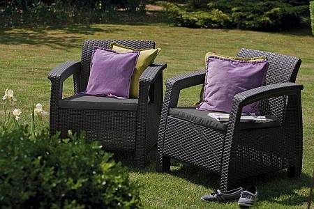 Комплект мебели CORFU Russia Duo (2 кресла), коричневый Комплект мебели CORFU Russia Duo (2 кресла), коричневый