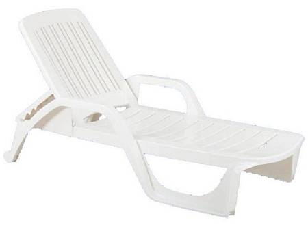 Шезлонг B:rattan NILO стопирующийся, белый Шезлонг B:rattan NILO стопирующийся, белый