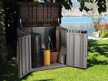 Ящик уличный TOOMAX Wood Style 842л, серо-коричневый Ящик уличный TOOMAX Wood Style 842л, серо-коричневый