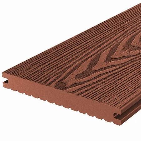 Террасная доска Holzhof Solid полнотелая шовная с тиснением, терракот Террасная доска Holzhof Solid полнотелая шовная с тиснением, терракот