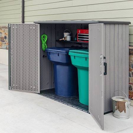 Ящик уличный высокий WOODLOOK фактура дерева 3100л, серый Ящик уличный высокий WOODLOOK фактура дерева 3100л, серый