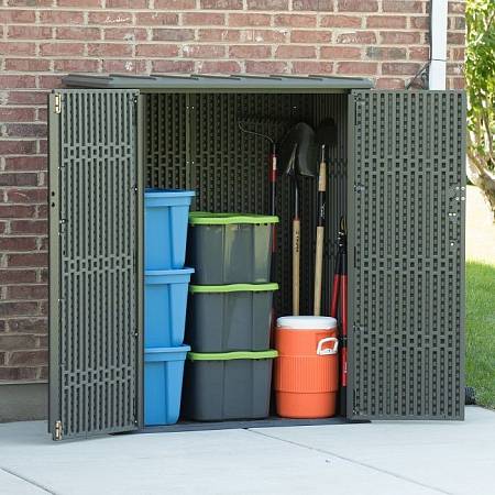 Ящик-шкаф уличный WOODLOOK фактура дерева 1500л, серый Ящик-шкаф уличный WOODLOOK фактура дерева 1500л, серый