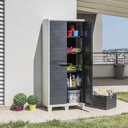Уличный шкаф TOOMAX 2х дверный глубокий WOODY'S XL (4 полки), антрацит Уличный шкаф TOOMAX 2х дверный глубокий WOODY'S XL (4 полки), антрацит