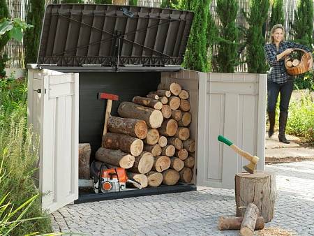 Ящик уличный WOODLAND Store it out Arc 1200л, серо-коричневый Ящик уличный WOODLAND Store it out Arc 1200л, серо-коричневый