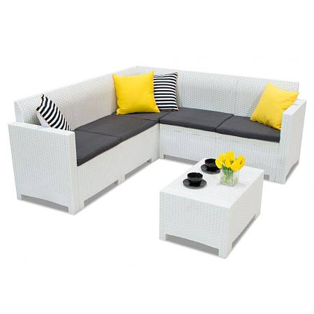 Комплект мебели NEBRASKA Corner Set (углов. диван, столик), белый Комплект мебели NEBRASKA Corner Set (углов. диван, столик), белый