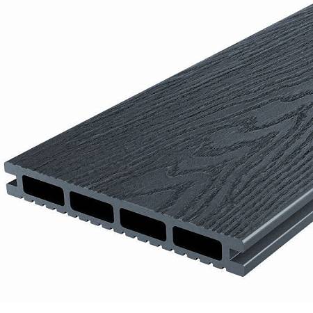 Террасная доска Holzhof универсальная шовная с тиснением, антрацит Террасная доска Holzhof универсальная шовная с тиснением, антрацит