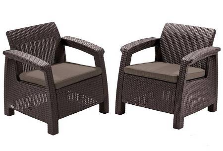 Комплект мебели CORFU Duo (2 кресла), коричневый Комплект мебели CORFU Duo (2 кресла), коричневый