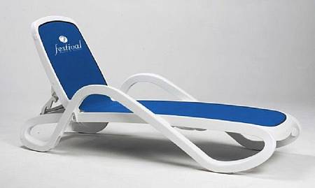 Шезлонг Nardi Omega без подлокотников, бело-синий Шезлонг Nardi Omega без подлокотников, бело-синий