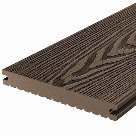 Террасная доска Holzhof Solid полнотелая шовная с тиснением, коричневая Террасная доска Holzhof Solid полнотелая шовная с тиснением, коричневая