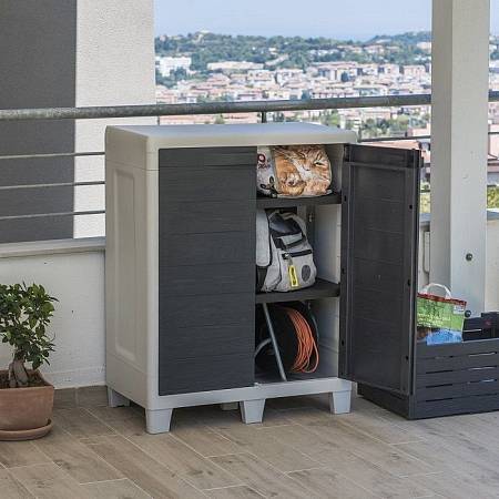 Тумба уличная WOODY'S XL (глубокий), 2-х дверная с 2 полками, антрацит Тумба уличная WOODY'S XL (глубокий), 2-х дверная с 2 полками, антрацит