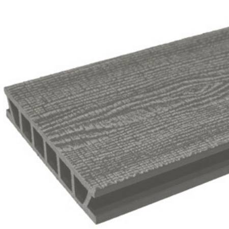 Террасная доска Deckron Woodlike шовная с тиснением, серая Террасная доска Deckron Woodlike шовная с тиснением, серая