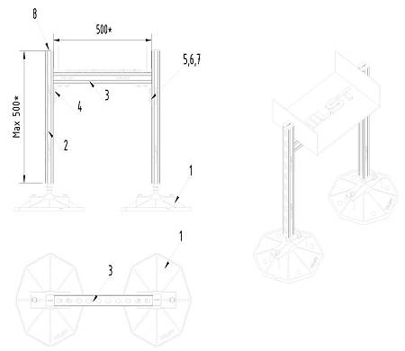 Рама для горизонтальных кабельных лотков 500мм Рама для горизонтальных кабельных лотков 500мм