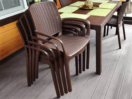 Комплект мебели (стол FIJI Table - 1 шт, стул с подлокотниками JERSEY - 6 шт) Комплект мебели (стол FIJI Table - 1 шт, стул с подлокотниками JERSEY - 6 шт)