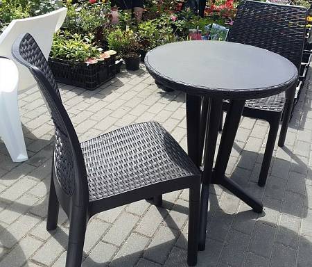 Комплект мебели (столик круглый и 2 стула Bistro Set), антрацит Комплект мебели (столик круглый и 2 стула Bistro Set), антрацит